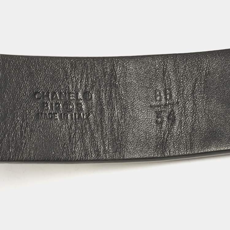 Pre Owned Chanel Black Pleated CC Logo Elastic Belt 85CM