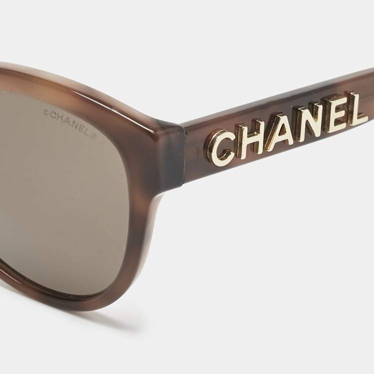 Pre Owned Chanel Brown Gradient 5458 Logo Butterfly Sunglasses