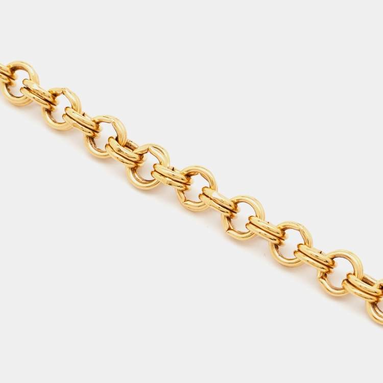 Pre Owned Chanel CC Mirror Gold Tone Medallion Necklace