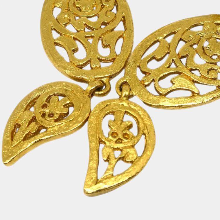 Pre Owned Chanel Gold Plated Dangle Earrings 