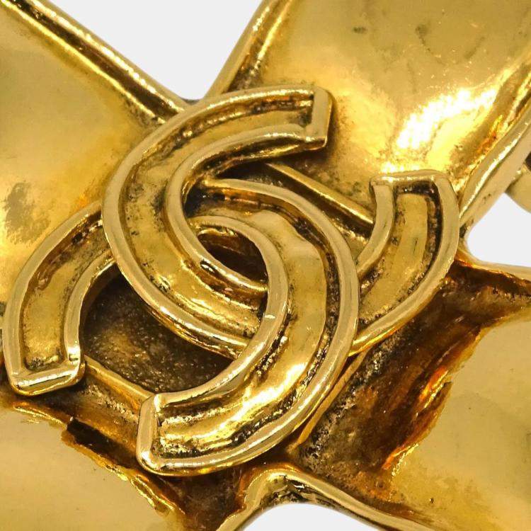 Pre Owned Chanel Gold Plated Cross Brooch Pin 