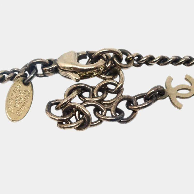 Pre Owned Chanel Artificial Pearl Gold Chain Pendant Necklace 