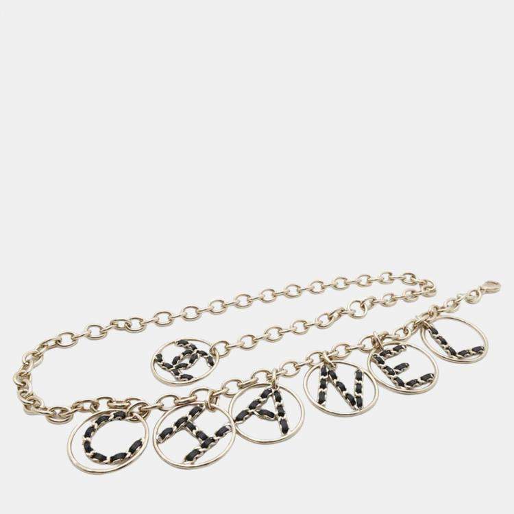 Pre Owned Chanel Gold Metal Leather CC Charm Chainbelt