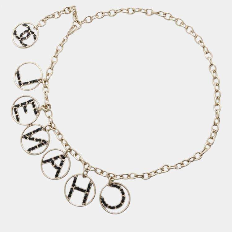 Pre Owned Chanel Gold Metal Leather CC Charm Chainbelt