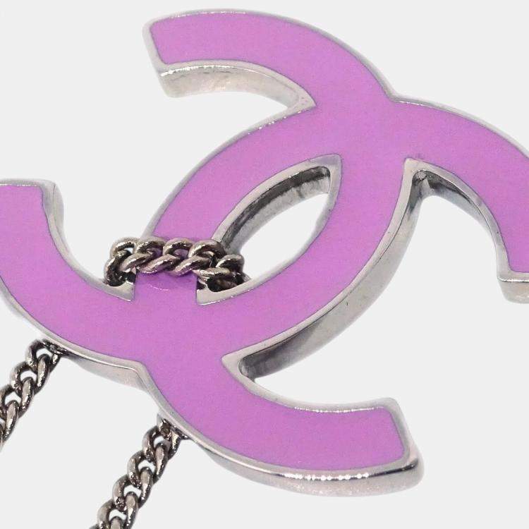 Pre Owned Chanel Silver Plated CC Clover Chain Bracelet