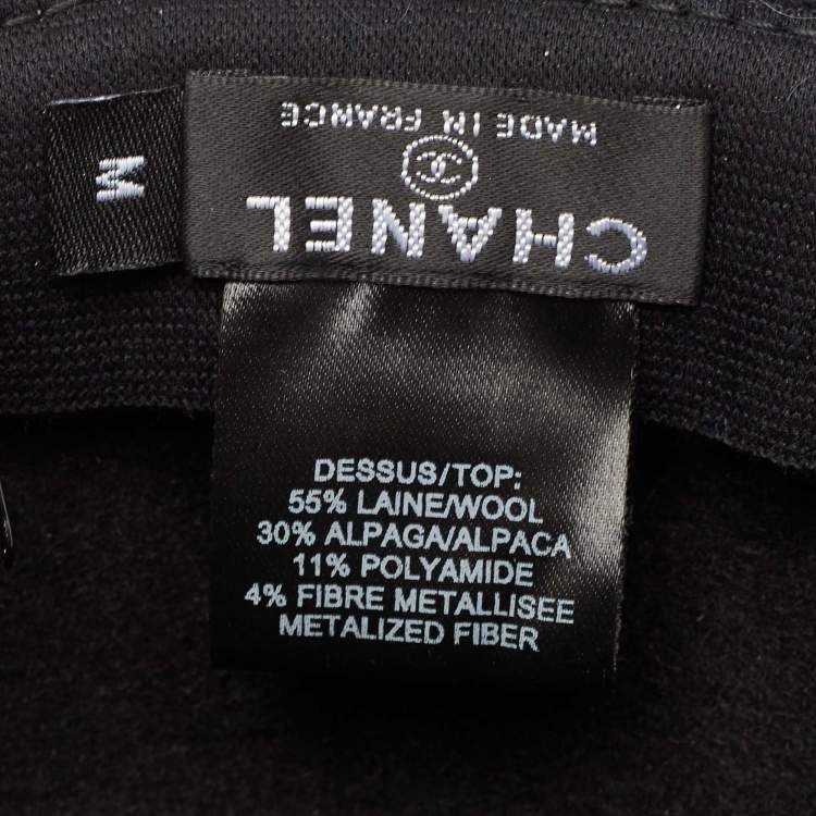 Pre Owned Chanel Navy Blue Fantasy Tweed Runway Boater Hat M