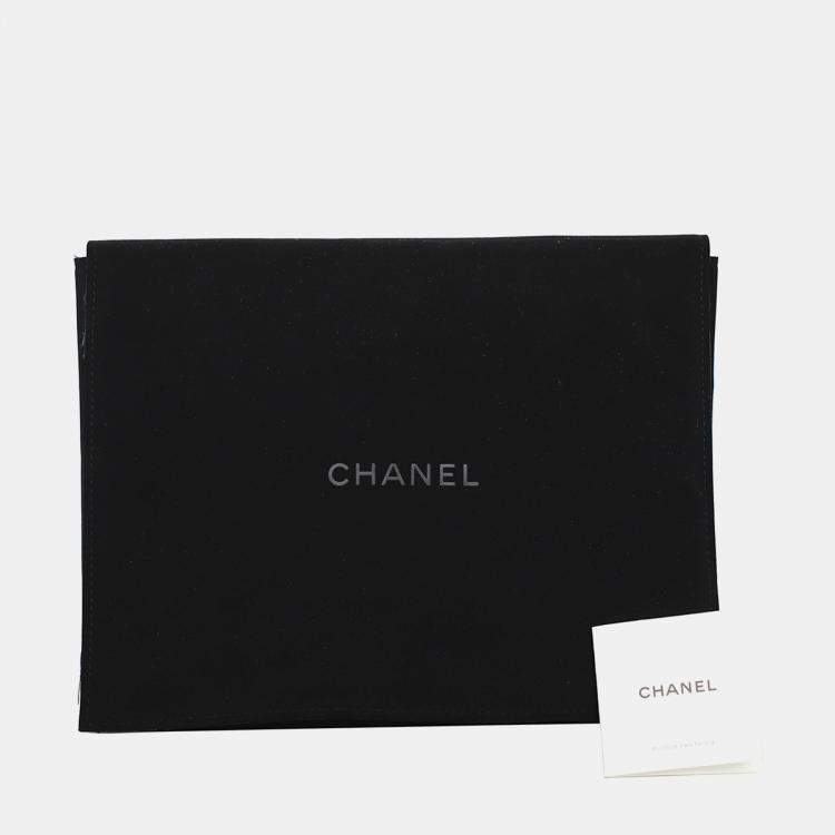 Pre Owned Chanel Black & Silver Leather and Metal CC Classic Chain Headband