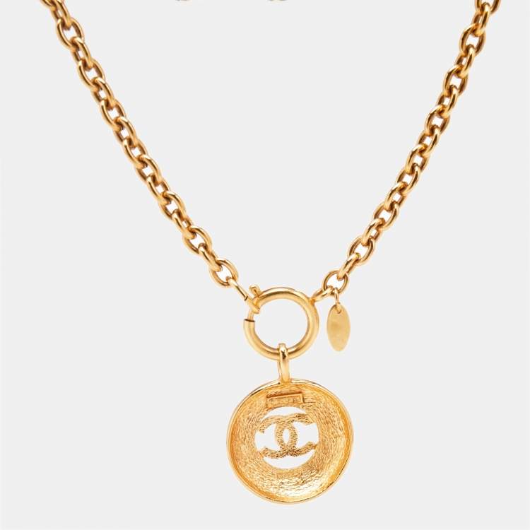 Pre Owned Chanel CC Gold Tone Necklace