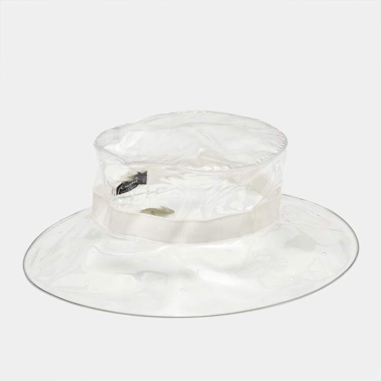 Pre Owned Chanel Transparent Rain Boater Hat L
