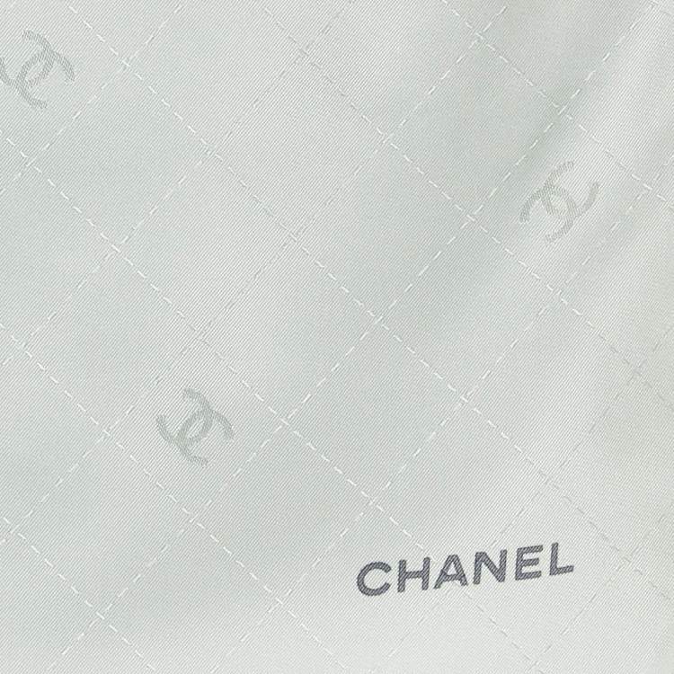 Pre Owned Chanel Pastel Pink/Blue CC Jacquard Printed Silk Square Scarf