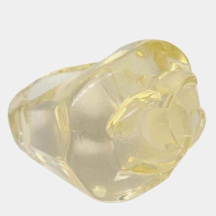 Pre Owned Chanel Ring Clear Acrylic Size 53