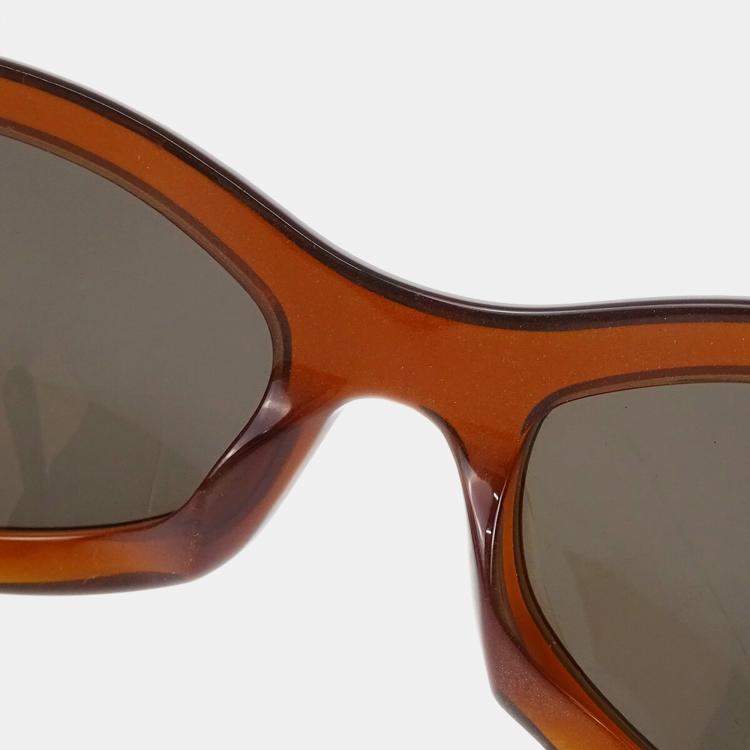 Pre Owned Chanel Brown Acrylic Small Sunglasses 
