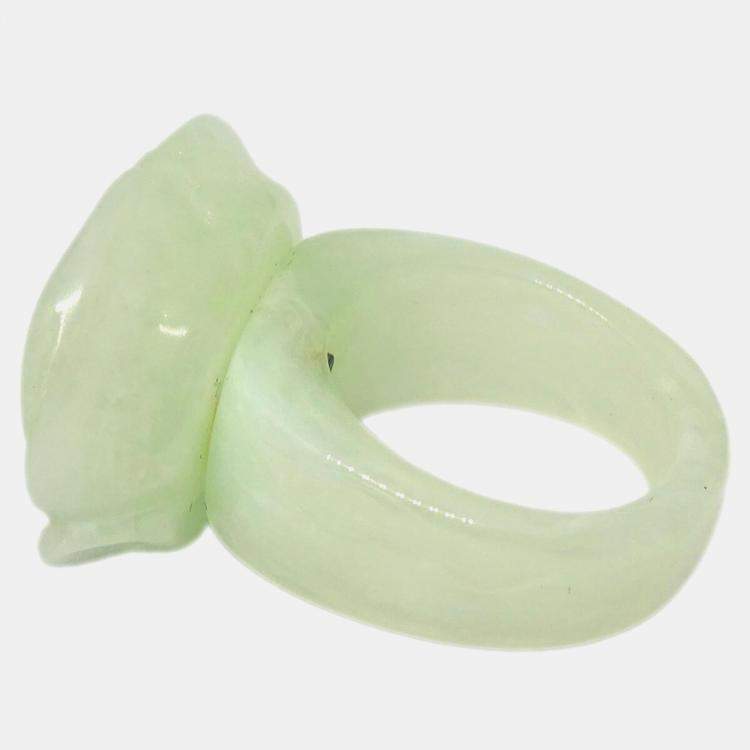 Pre Owned Chanel Ring Light Green Acrylic Size 53