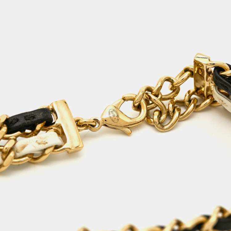 Pre Owned  Chanel CC Leather Gold Tone Choker Necklace