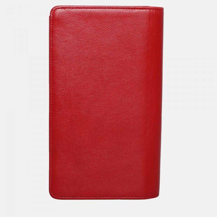 Pre Owned Chanel Red Caviar Yen Wallet