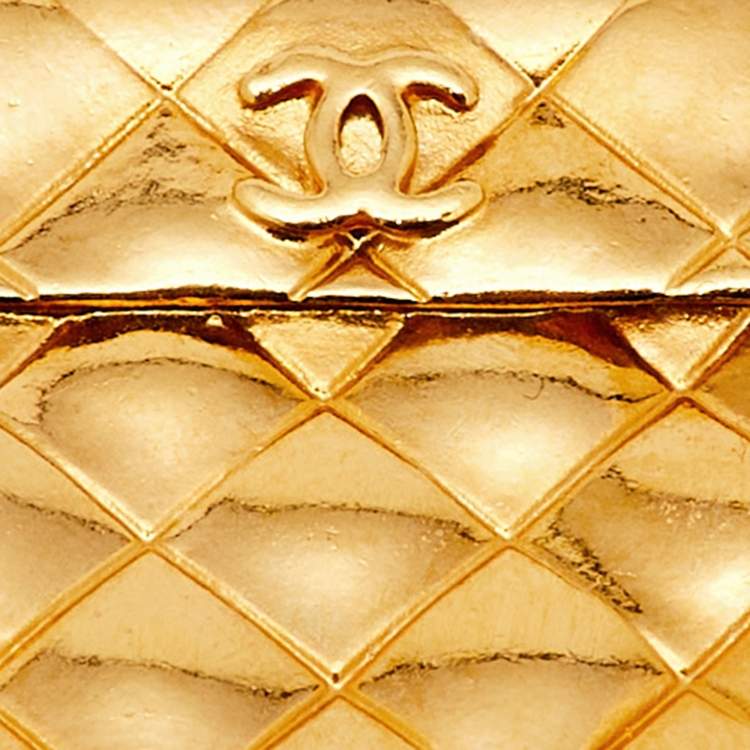 Pre Owned Chanel Hanging Flap Bag Motif Gold Tone Pin Brooch