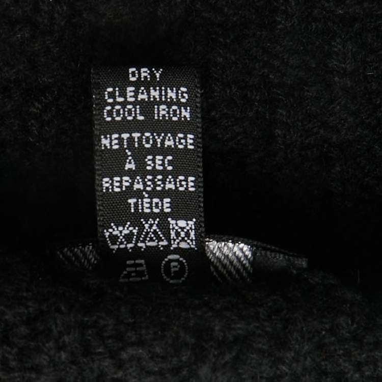 Pre Owned Chanel Black CC Embroidered Cashmere Knit Scarf