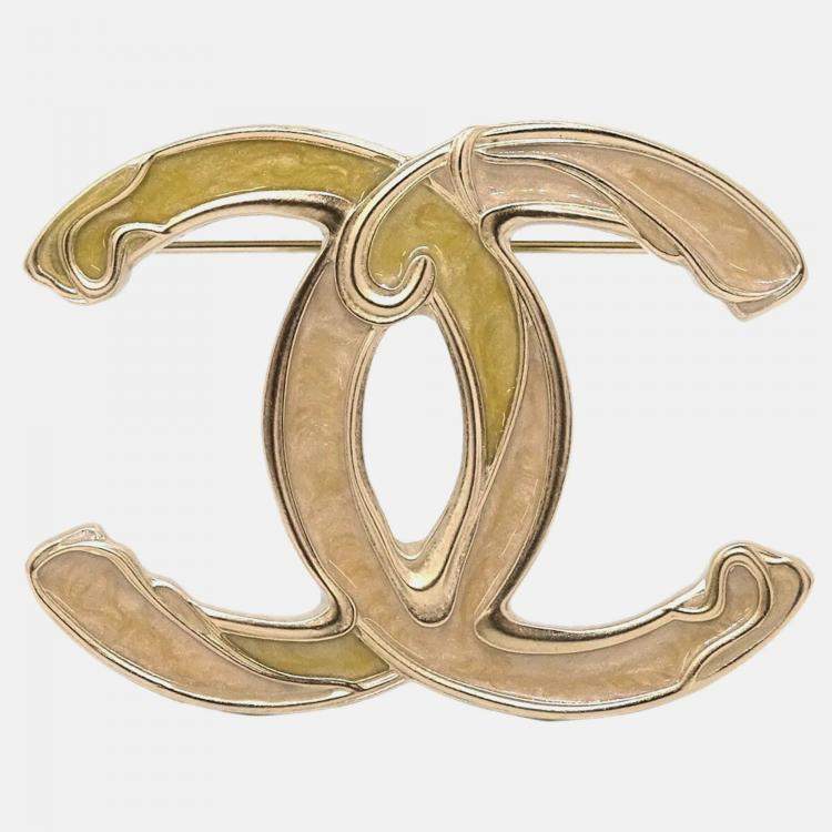Pre Owned Chanel CC Brooch Pin Gold 10P