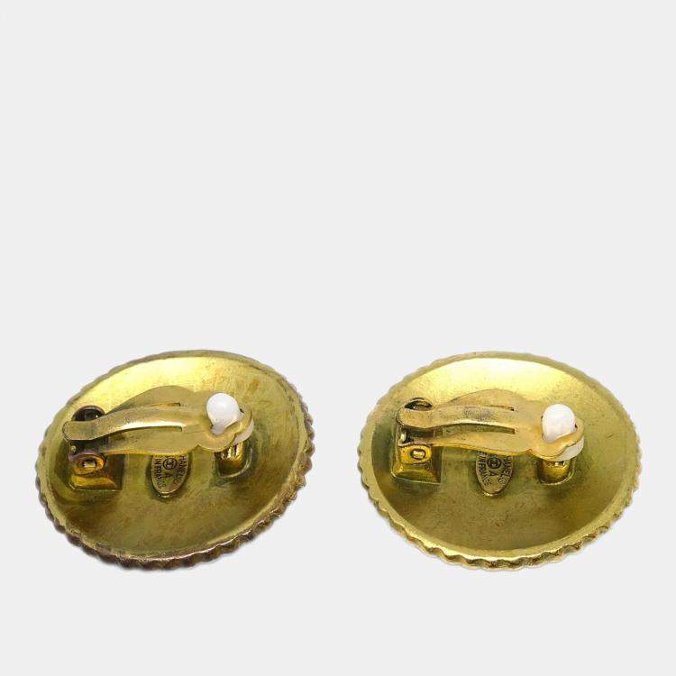 Pre Owned Chanel Gold Plated Clip-On Earrings 