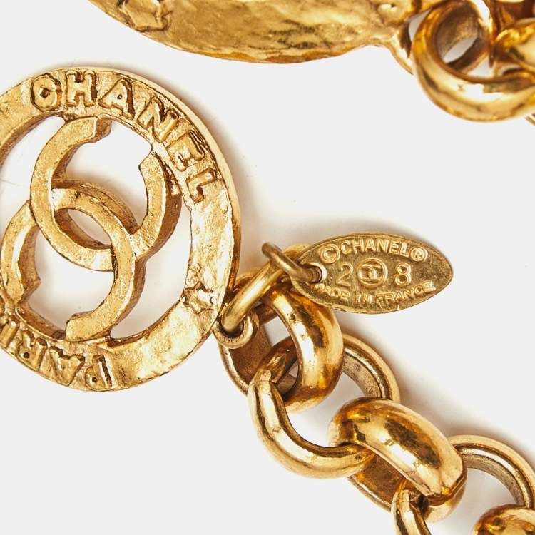 Pre Owned Chanel CC Medallion Gold Tone Chain Belt