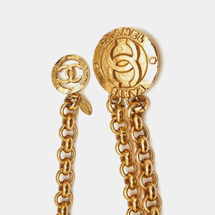 Pre Owned Chanel CC Medallion Gold Tone Chain Belt