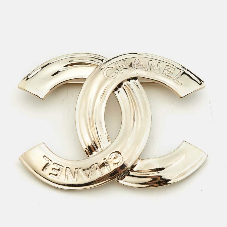 Pre Owned Chanel CC Gold Tone Brooch