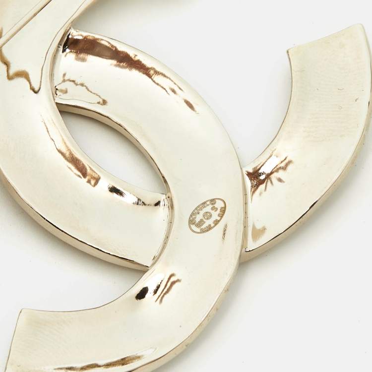 Pre Owned Chanel CC Gold Tone Brooch