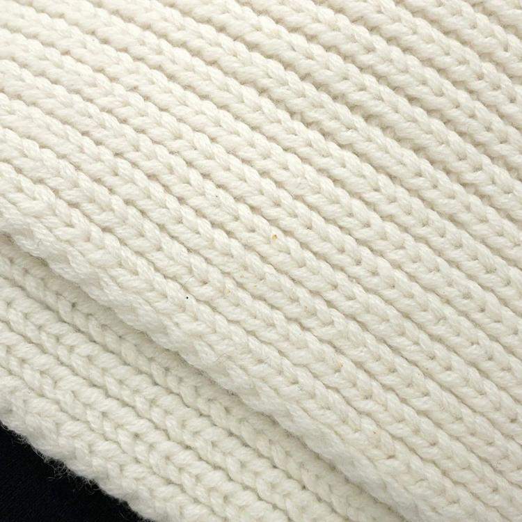 Pre Owned Chanel Logo Patch White Black 100% Cashmere Scarf