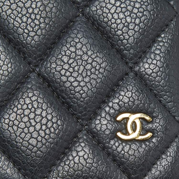 Pre Owned Chanel Black Quilted Caviar Leather iPhone X Case 