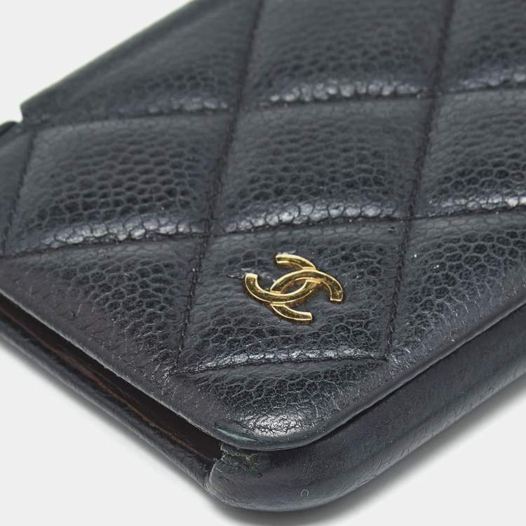 Pre Owned Chanel Black Quilted Caviar Leather iPhone X Case 