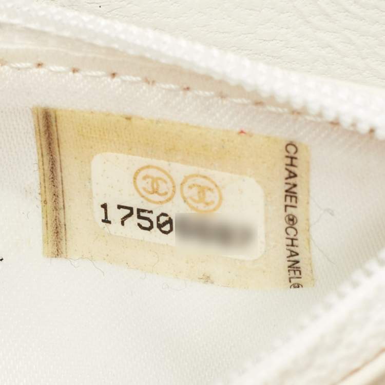 Pre Owned حافظة هاتف شانيل قماش مبطن مبطن أبيض