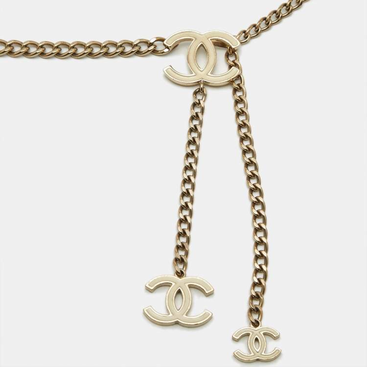 Pre Owned Chanel CC Enamel Gold Tone Chain Belt