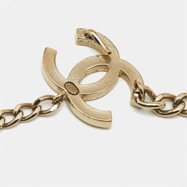 Pre Owned Chanel CC Enamel Gold Tone Chain Belt