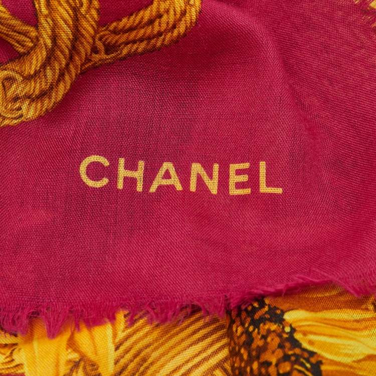 Pre Owned Chanel Vintage Multicolor Sunflower Silk Scarf 