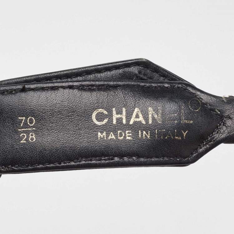 Pre Owned Chanel Black Leather 31. Rue Cambon Chain Link Buckle Belt 70CM