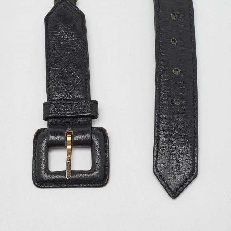 Pre Owned Chanel Black Leather 31. Rue Cambon Chain Link Buckle Belt 70CM