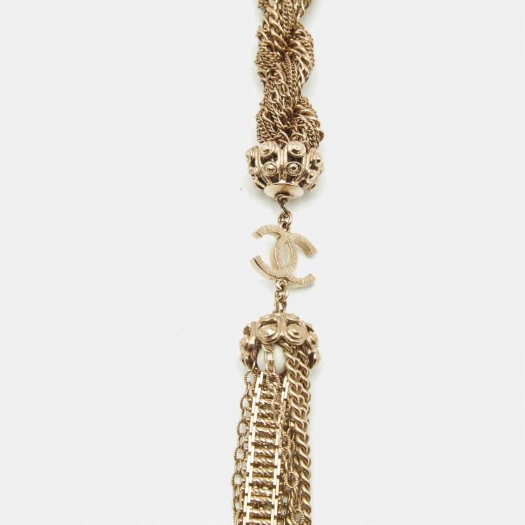 Pre Owned Chanel CC Beads Gold Tone Lariant Chain Belt