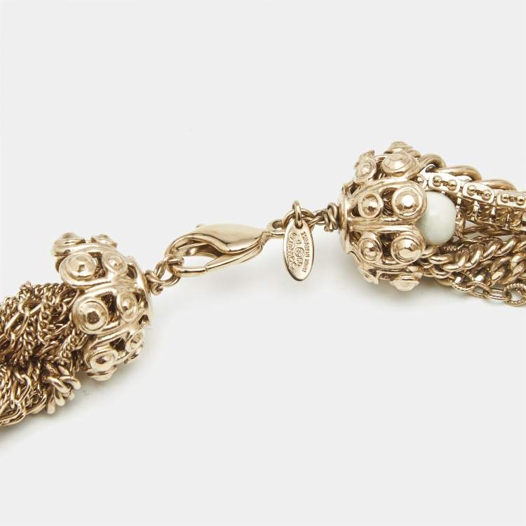 Pre Owned Chanel CC Beads Gold Tone Lariant Chain Belt