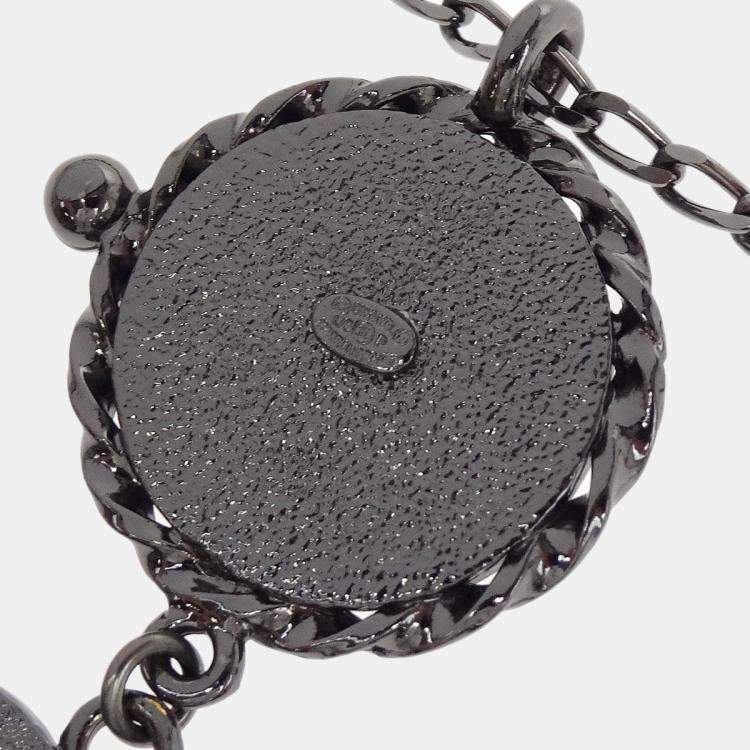 Pre Owned Chanel Mademoiselle CC  Silver Pearl Chain Pendant Necklace 