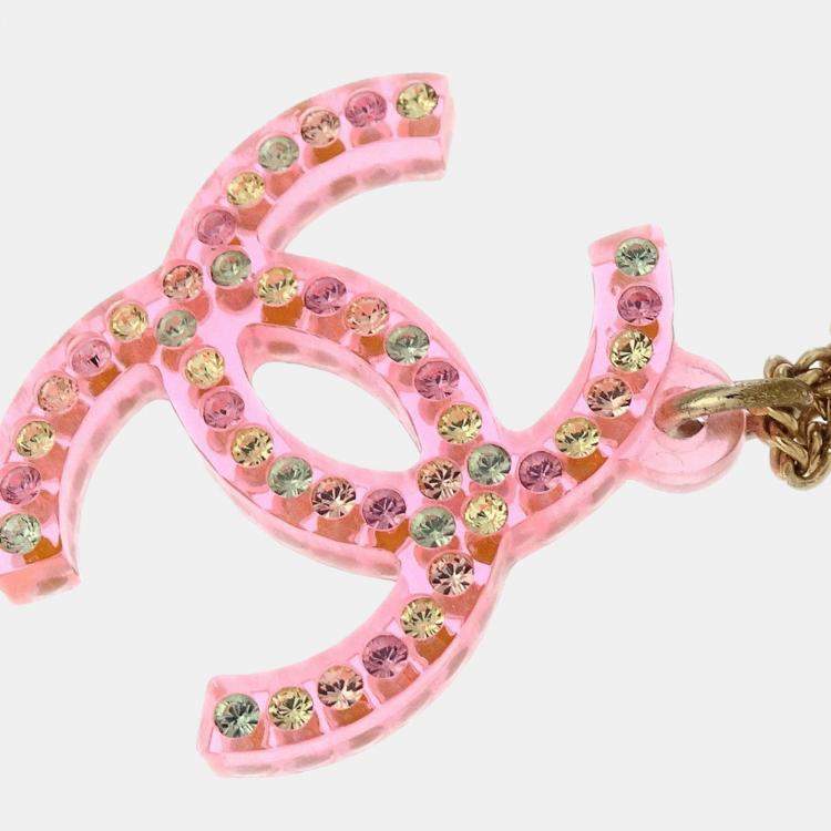 Pre Owned Chanel CC  Rhinestone Gold Chain Pendant Necklace