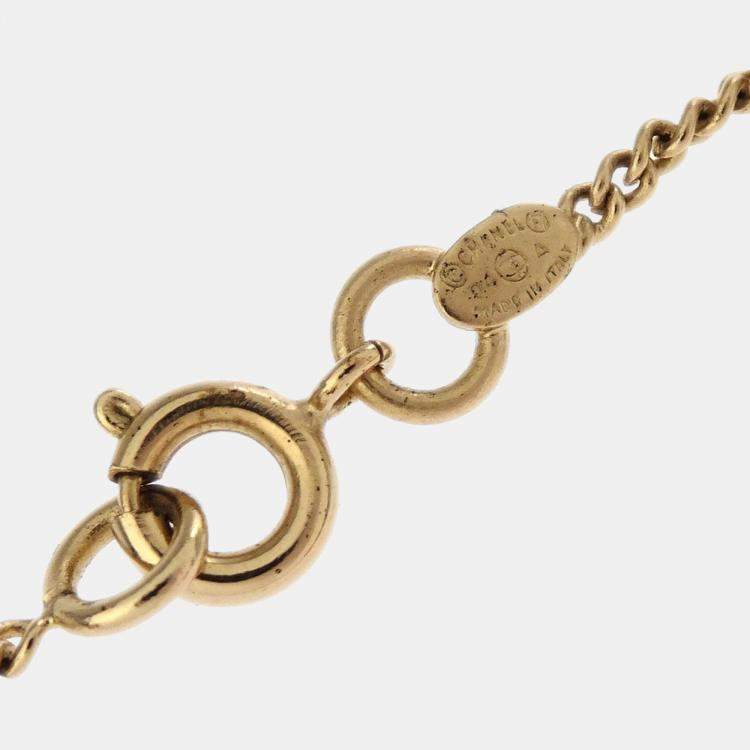 Pre Owned Chanel CC  Rhinestone Gold Chain Pendant Necklace