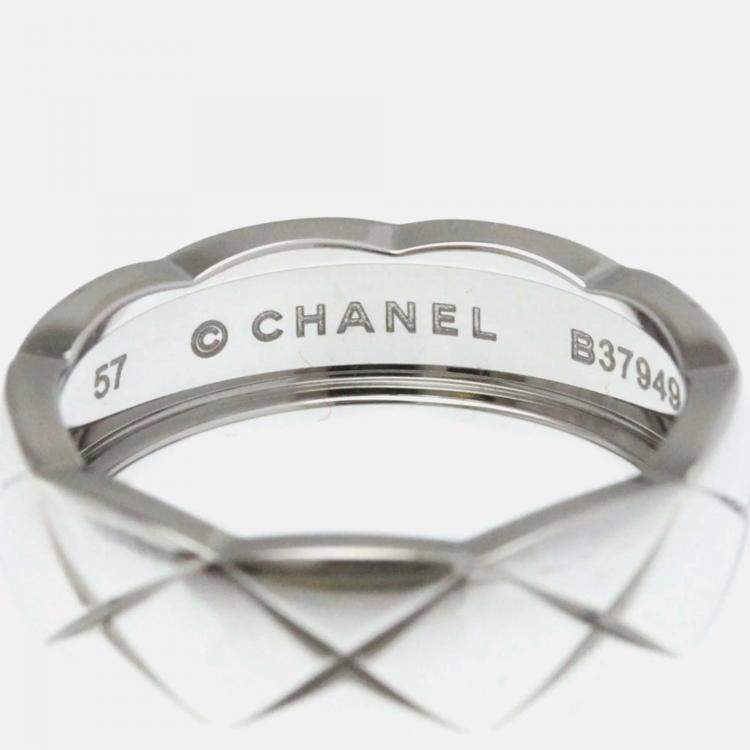 Pre Owned Chanel Coco Crush Medium 18K White Gold Band Ring EU 57