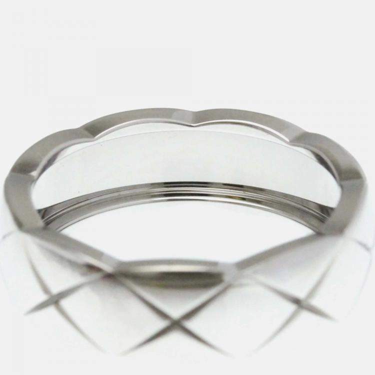 Pre Owned Chanel Coco Crush Medium 18K White Gold Band Ring EU 57