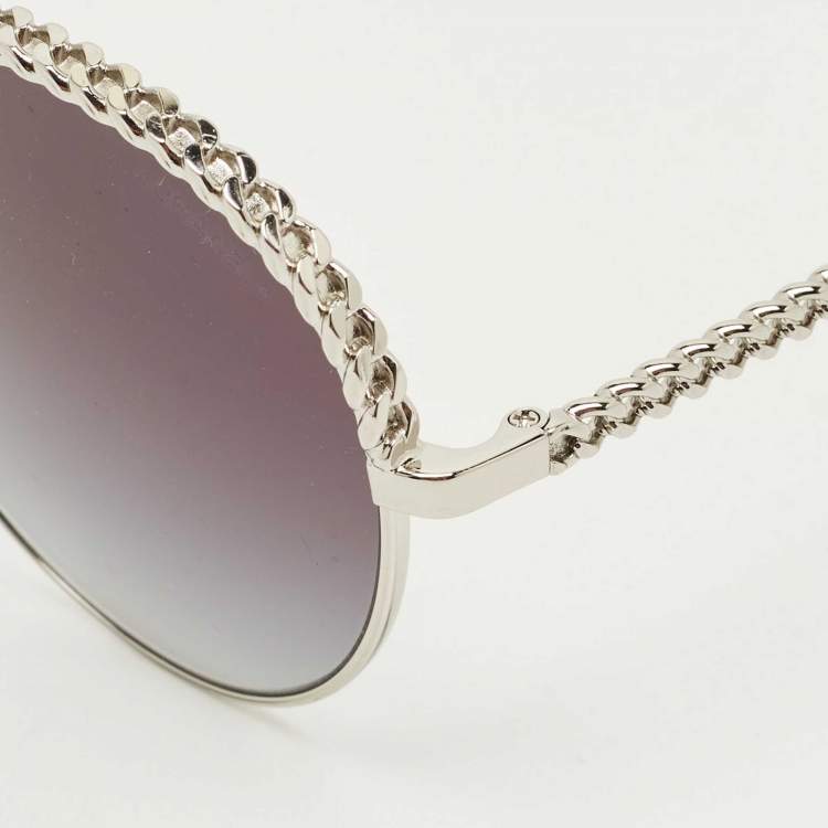 Pre Owned Chanel Black/Silver Tone Gradient 4242 Metal Chain Sunglasses