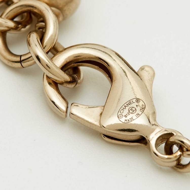 Pre Owned Chanel  CC Faux Pearl Gold Tone Ankle Bracelet