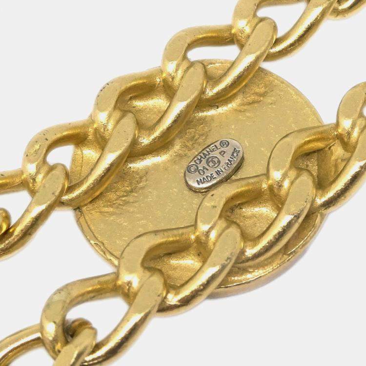 Pre Owned Chanel Gold Black Gold Plated Bracelet