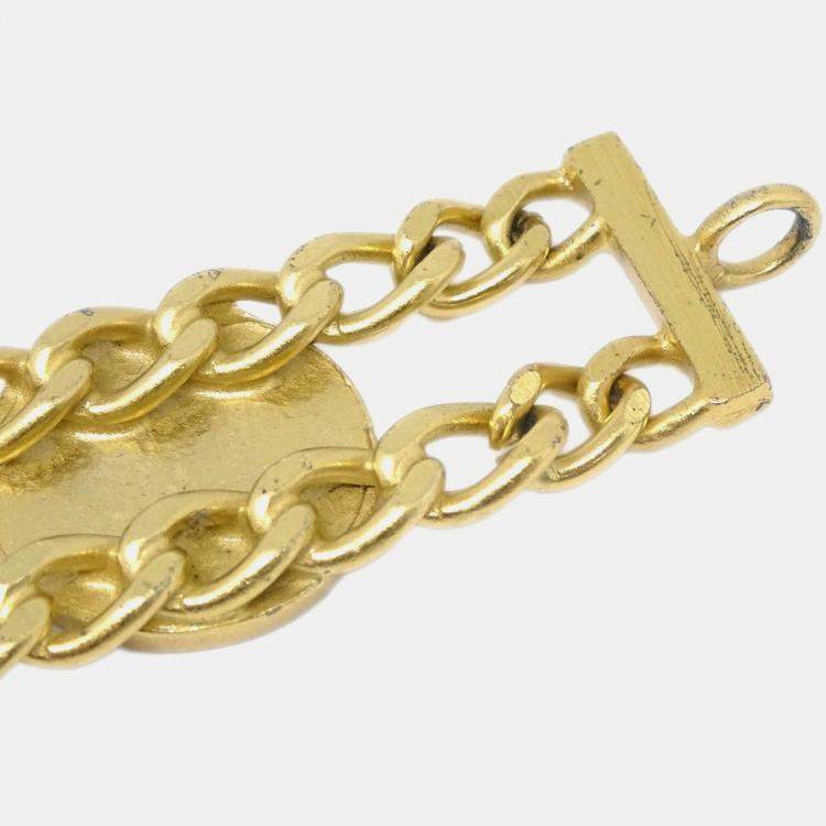 Pre Owned Chanel Gold Black Gold Plated Bracelet