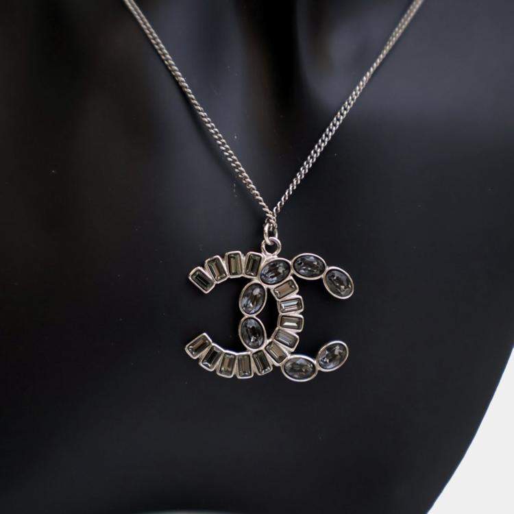 Pre Owned Chanel Crystal CC Pendant Necklace