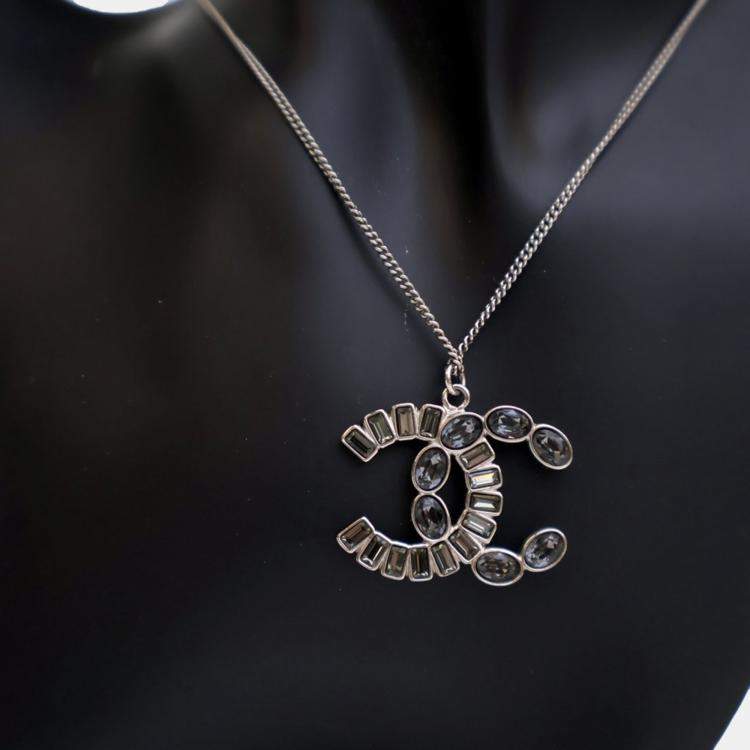 Pre Owned Chanel Crystal CC Pendant Necklace