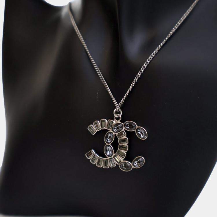 Pre Owned Chanel Crystal CC Pendant Necklace
